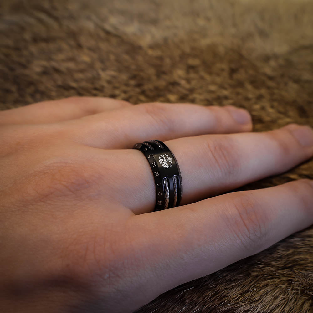 Black Odin's Sacrifice Ring - Stainless Steel