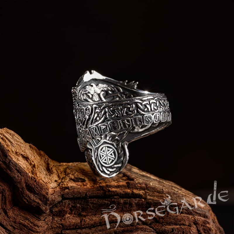 Handcrafted Odin the Allfather Ring - Sterling Silver
