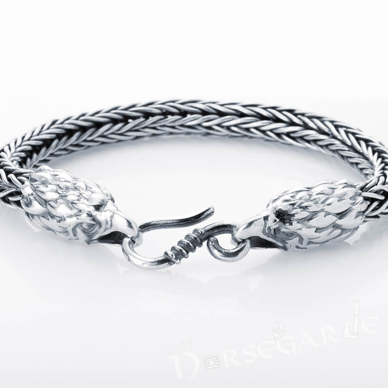 Handcrafted Heavy Wheat Chain Eagle Bracelet - Sterling Silver