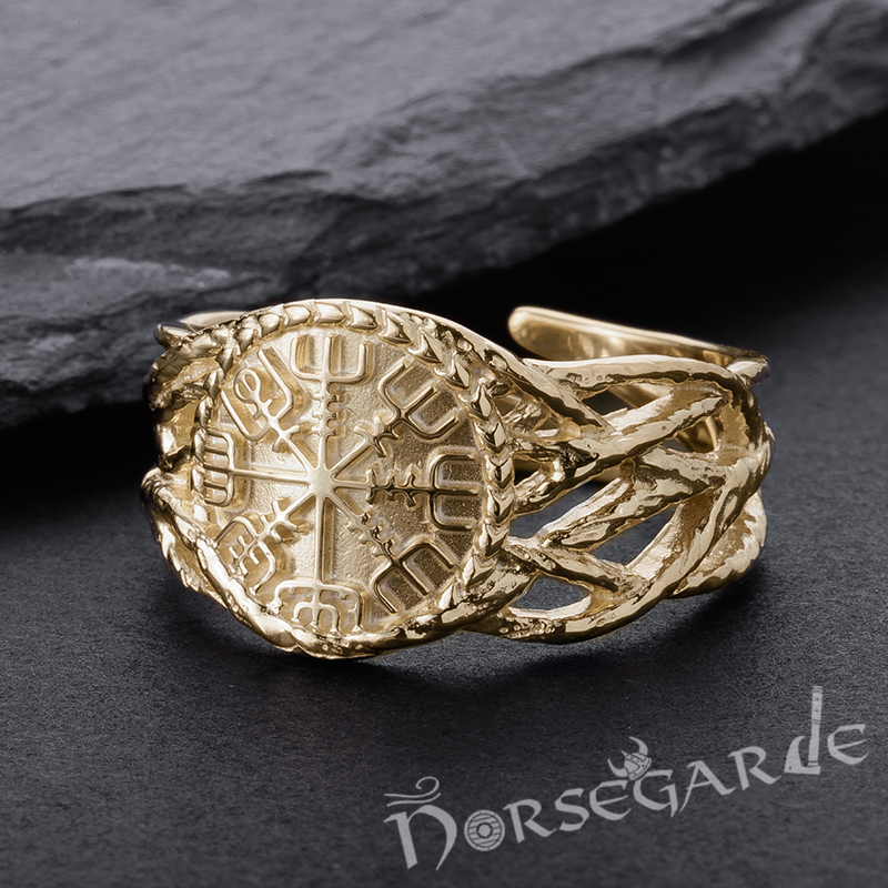 Handcrafted Brambles Vegvisir Band - Gold