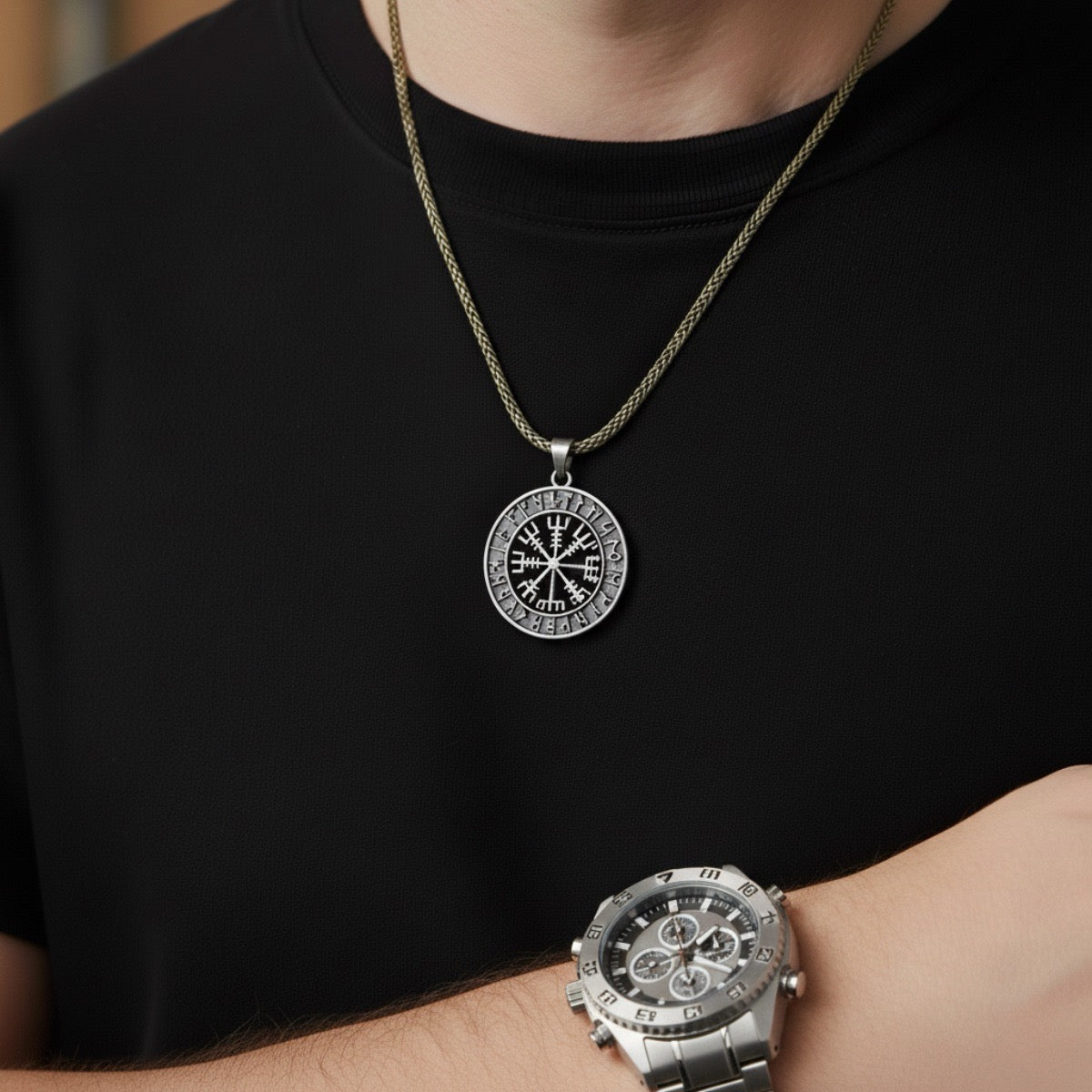 Vegvisir | Men's Viking Compass Runic Amulet Necklace