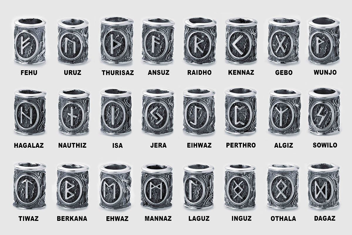 Handcrafted Runic Bead for Hair or Beard - Sterling Silver
