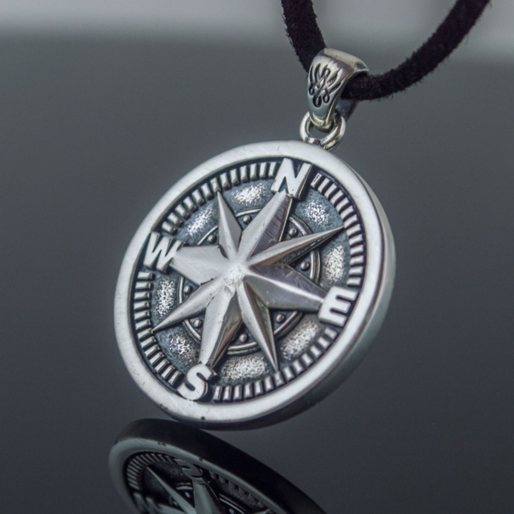 Handcrafted Compass Rose Medallion - Sterling Silver