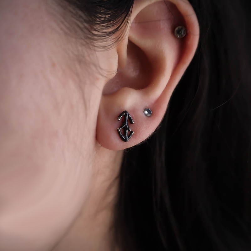 Eihwaz Rune Stud Earrings - Sterling Silver