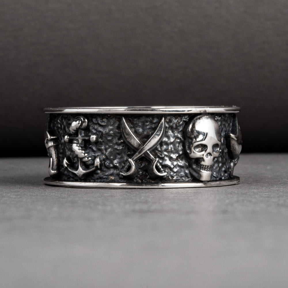 Handcrafted Pirate-Inspired Nautical Ring - Sterling Silver