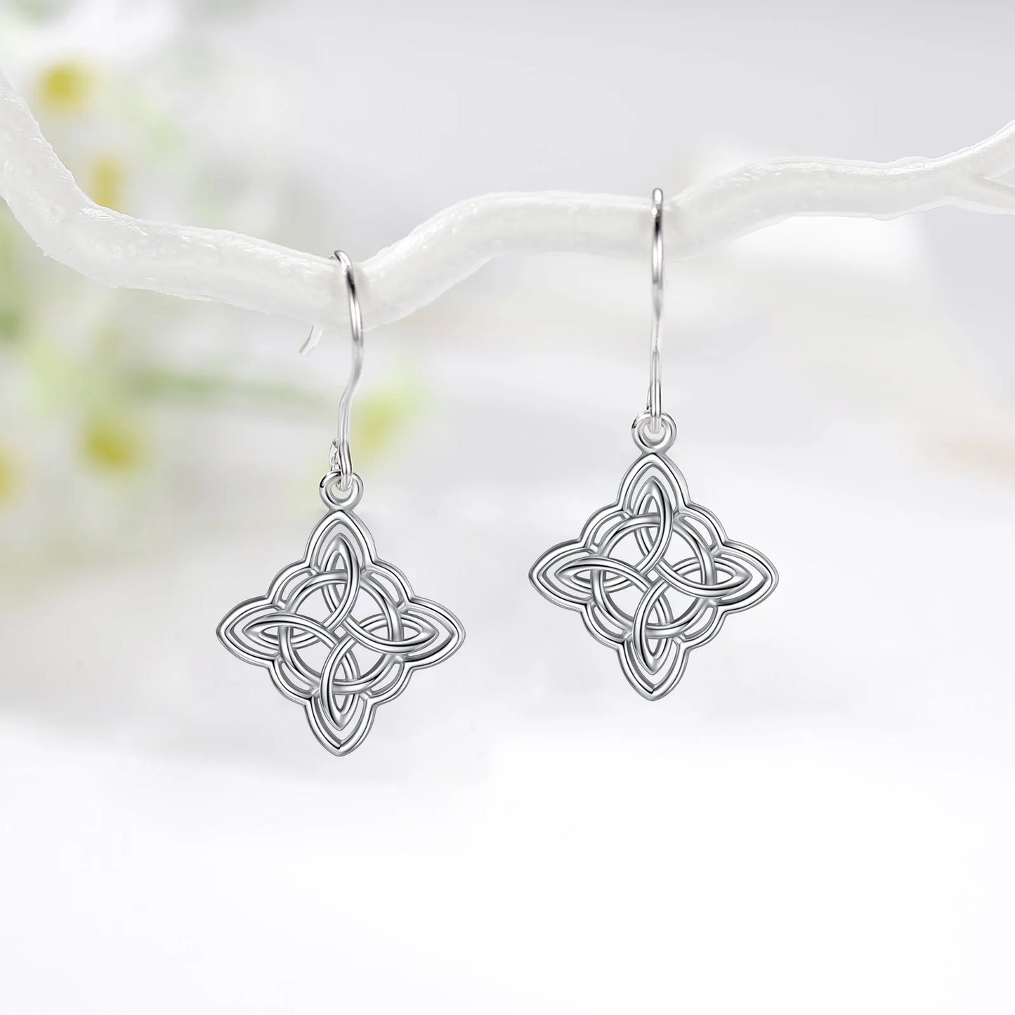 Celtic Double Knot Drop Earrings - Sterling Silver
