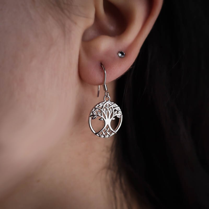 Yggdrasil Branches Tree Drop Earrings - Sterling Silver