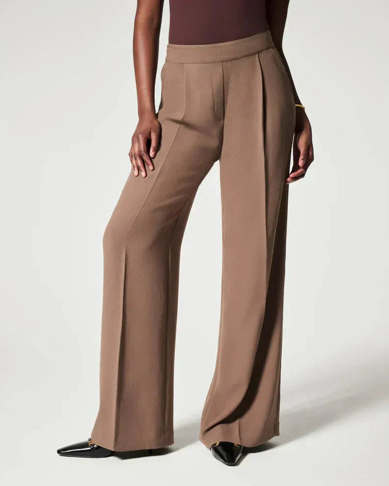 Pantalones anchos plisados para mujer