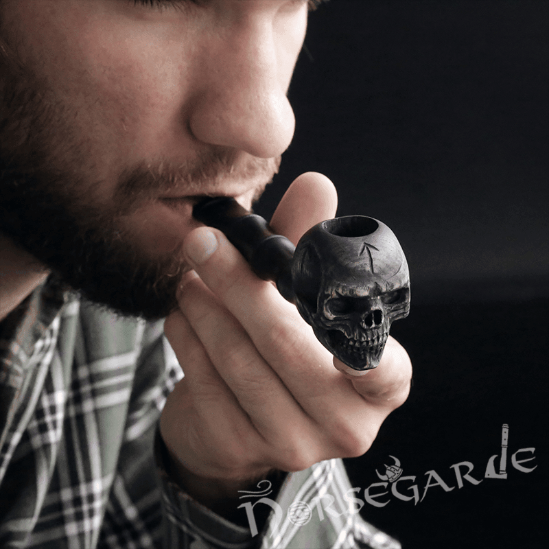 Handcarved Skull Smoking Pipe - Ash Tree