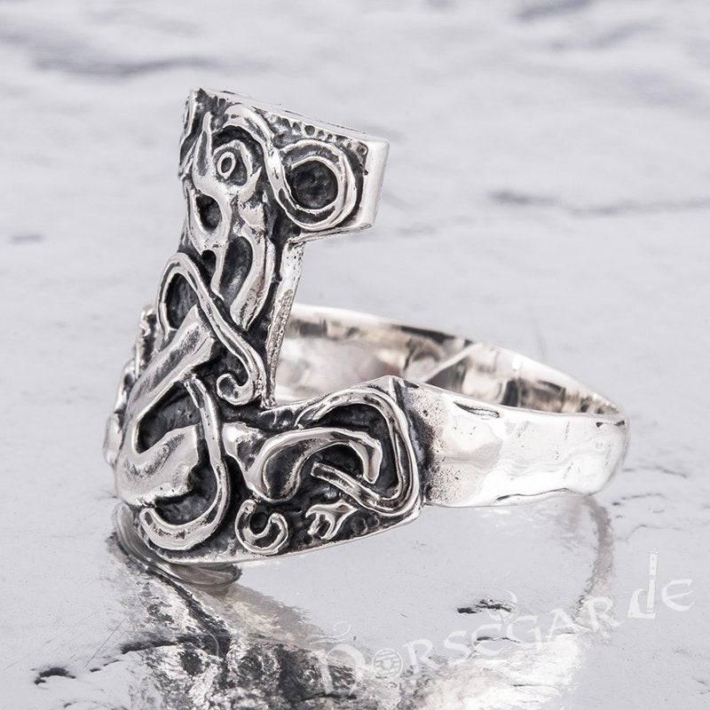 Handcrafted Celtic Mjölnir Ring - Sterling Silver