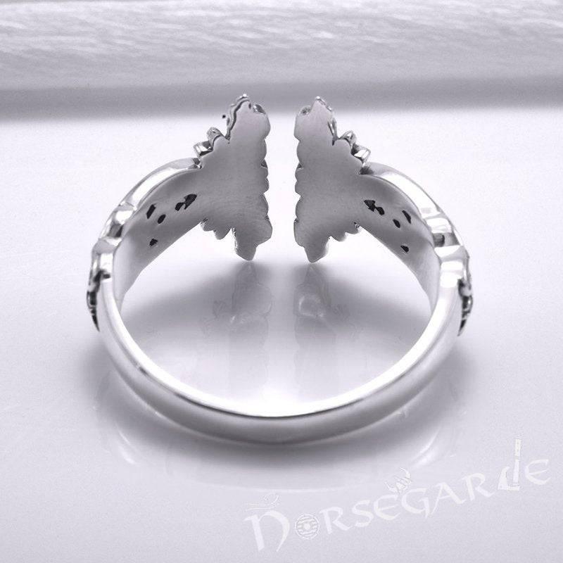 Handcrafted Perched Ravens Band - Sterling Silver