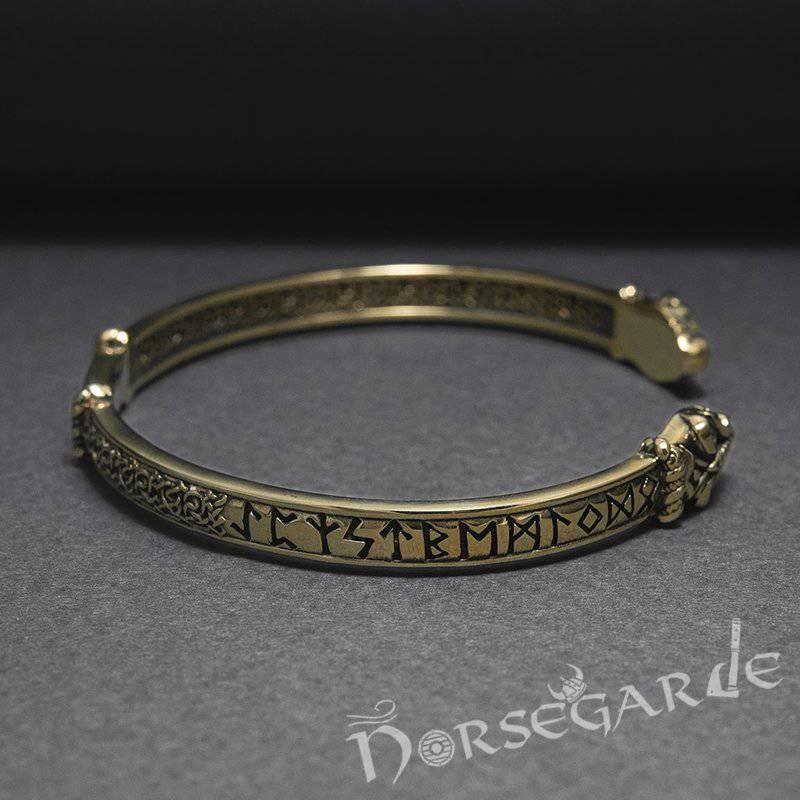 Handcrafted Runic Serpent Torc Bracelet - Bronze