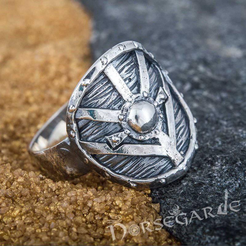 Handcrafted Shield Signet Ring - Sterling Silver