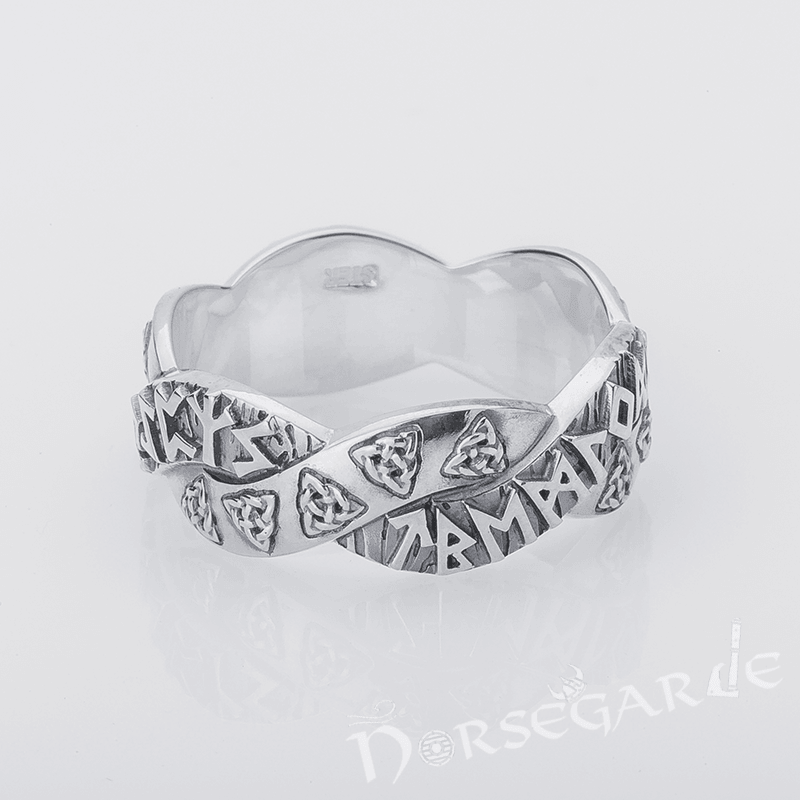 Handcrafted Twined Celtic Runes Band - Sterling Silver