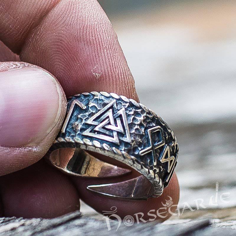 Handcrafted Valknut Runic Band - Sterling Silver