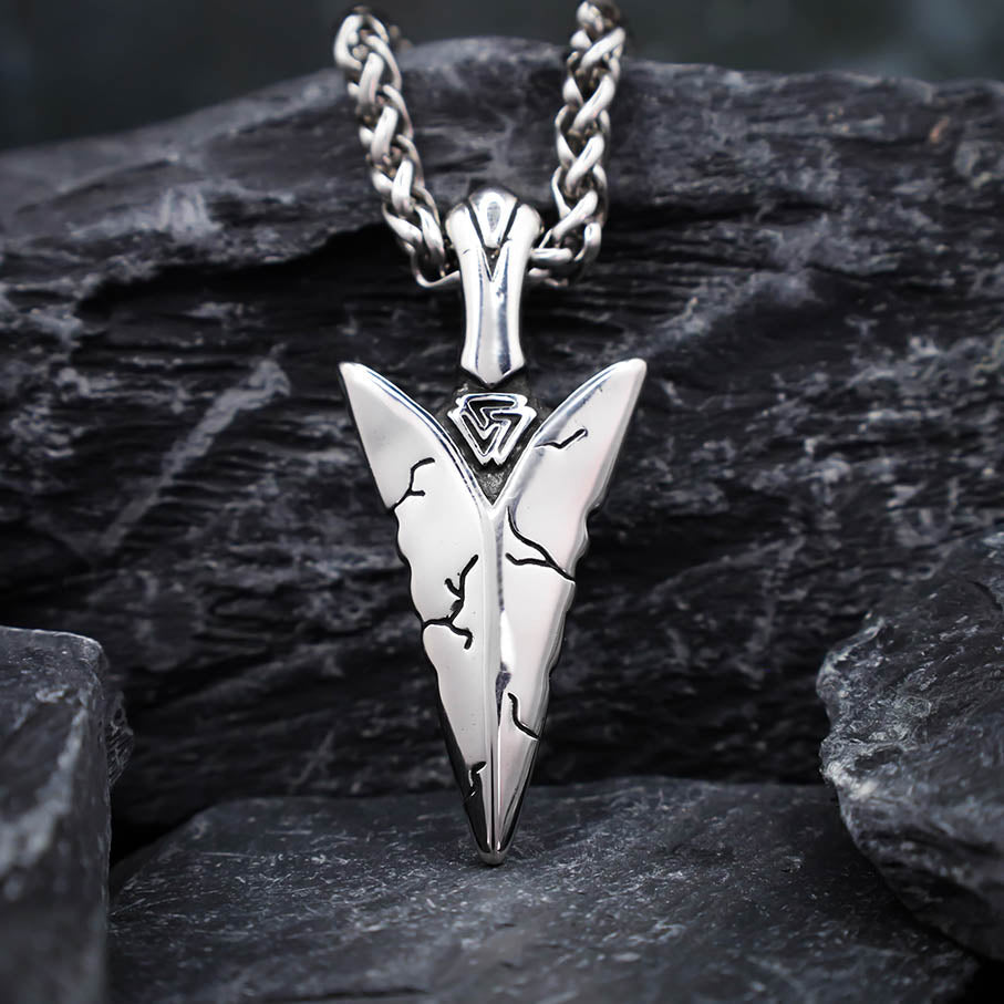 Valknut Gungnir Spearhead Necklace - Stainless Steel