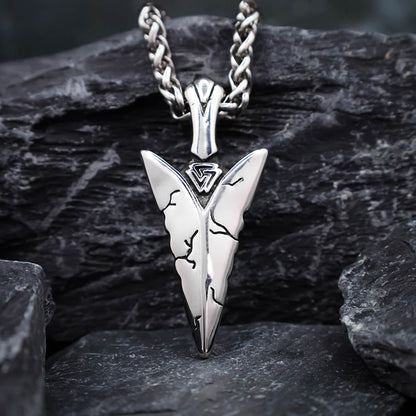 Valknut Gungnir Spearhead Necklace - Stainless Steel