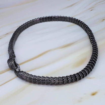 Rustic Jormungandr Serpent Necklace - Stainless Steel