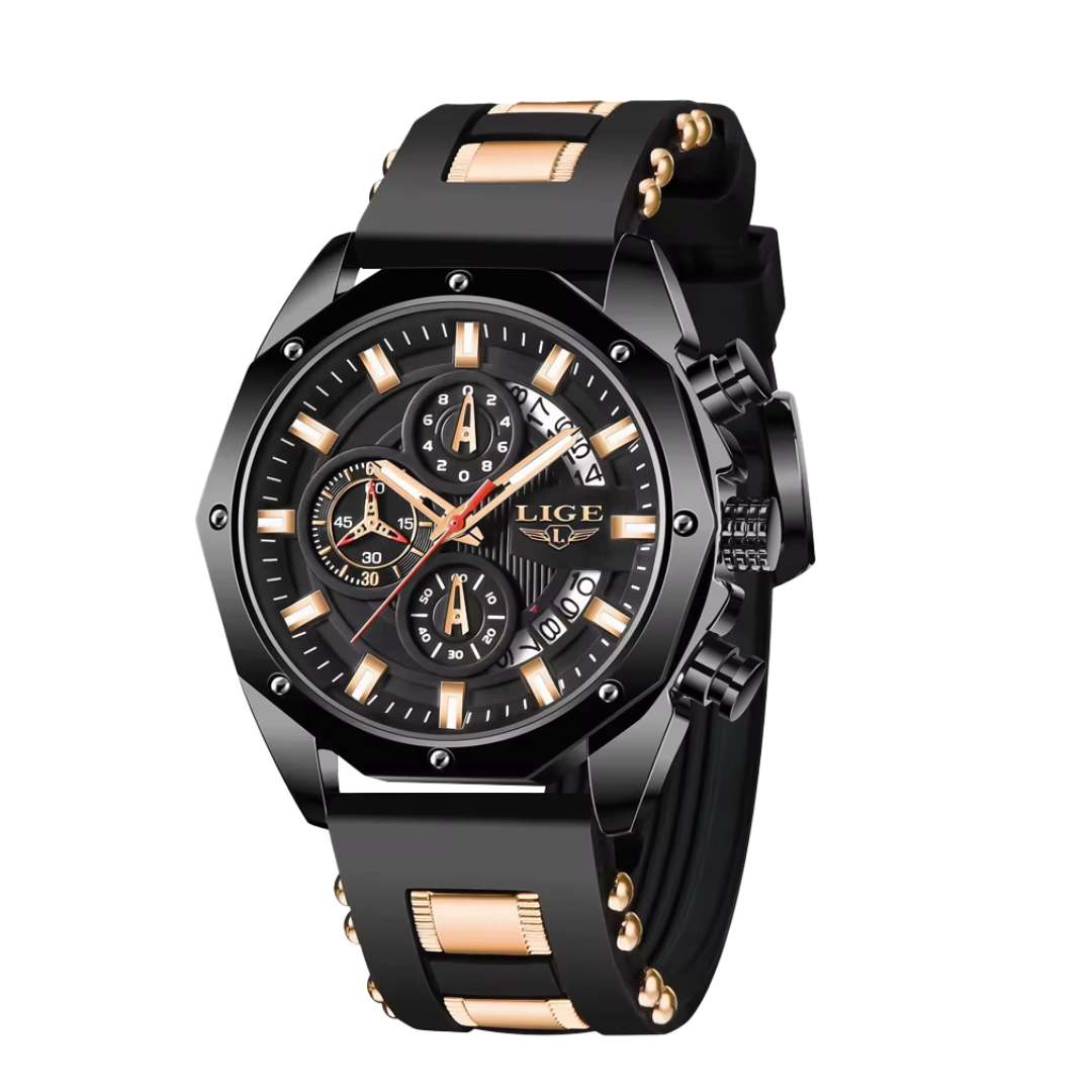 Dean | Men's Silicone Strap Sports Chronograph Quartz Watch | 35mm