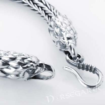 Handcrafted Heavy Wheat Chain Eagle Bracelet - Sterling Silver