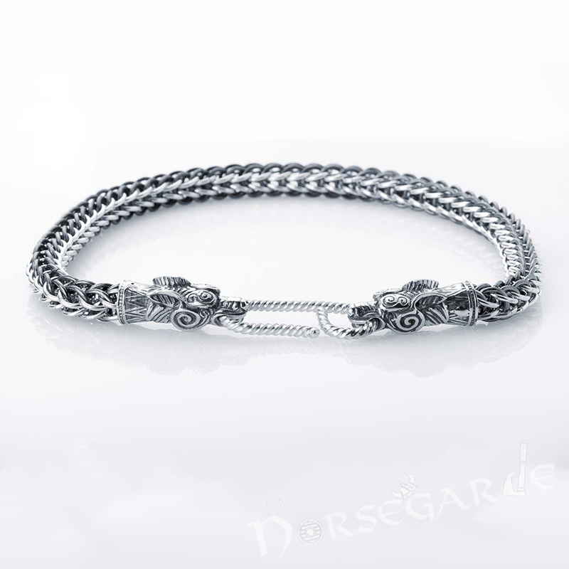 Handcrafted Heavy Weave Wolf Bracelet - Sterling Silver