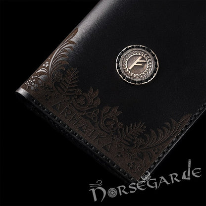 Handcrafted Leather Wallet 'Fehu' - Black