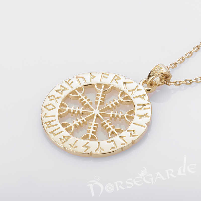 Handcrafted Runic Helm of Awe Amulet - Gold