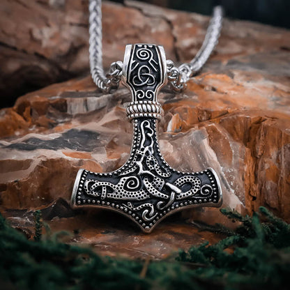 Ornamental Mjölnir Amulet - Stainless Steel