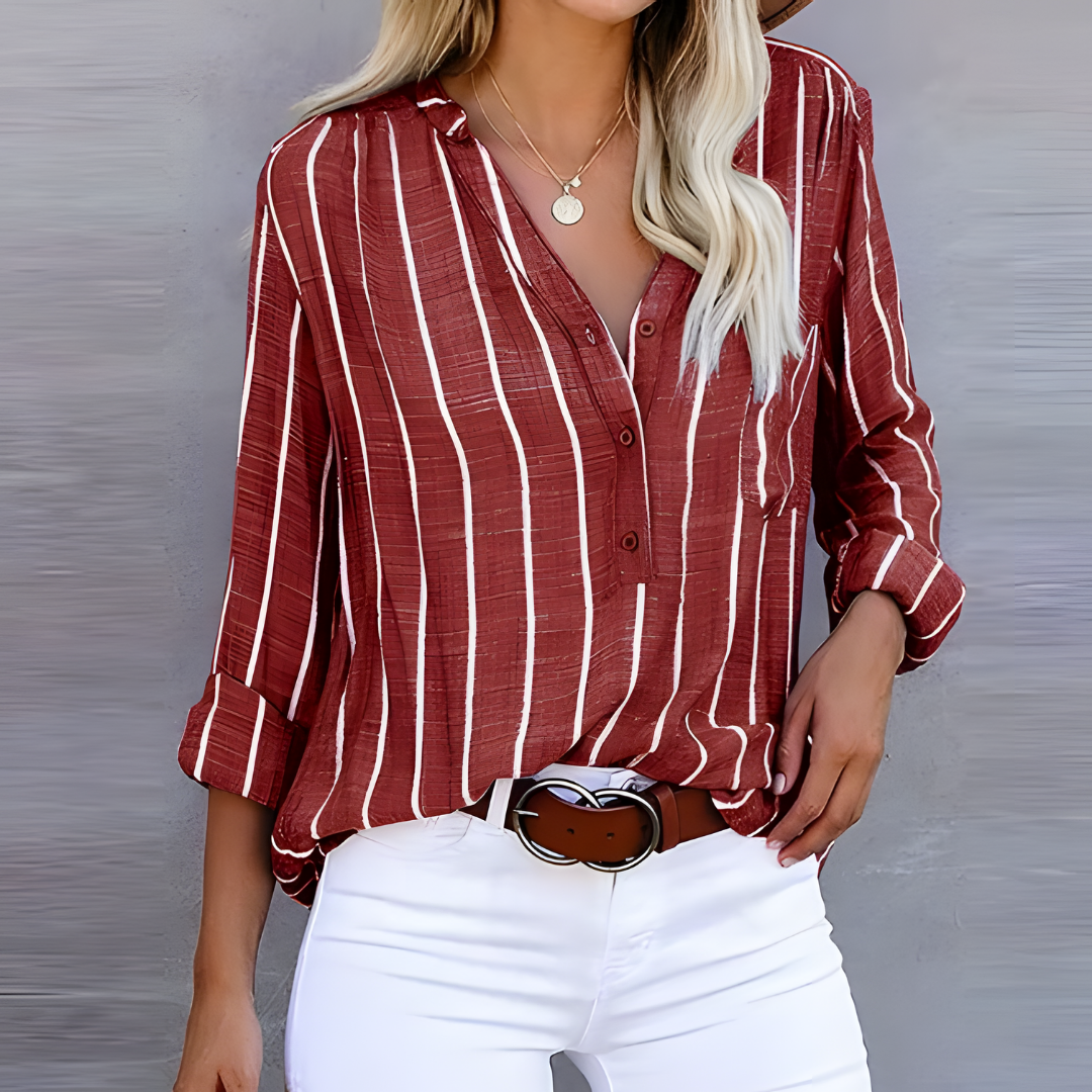 Jantien - Blusa de rayas de moda para mujer
