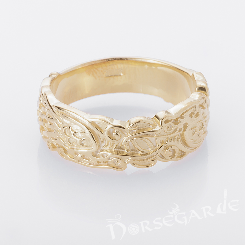 Handcrafted Odin's Ravens Band - Gold