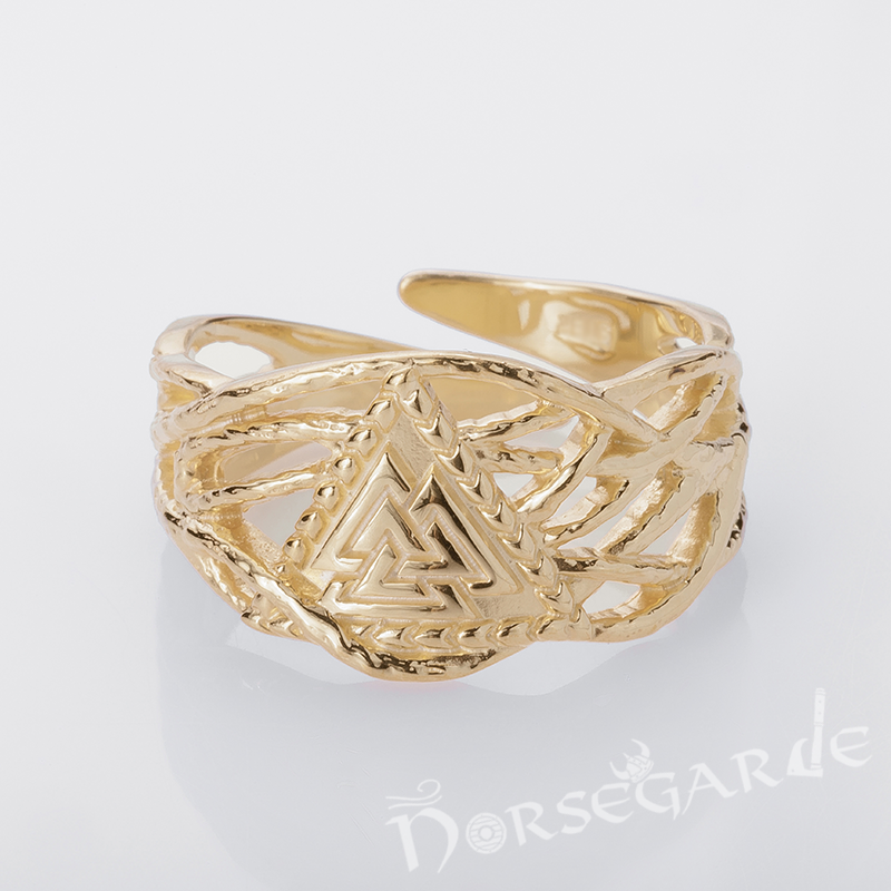 Handcrafted Brambles Valknut Band - Gold