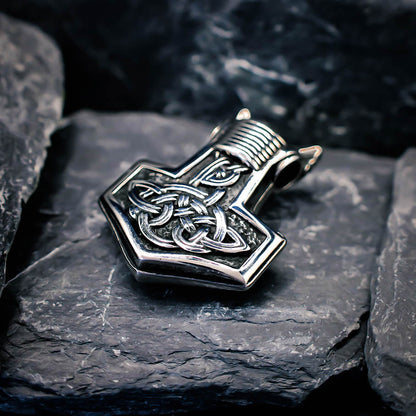 Odin and Celtic Ornament Mjolnir - Stainless Steel