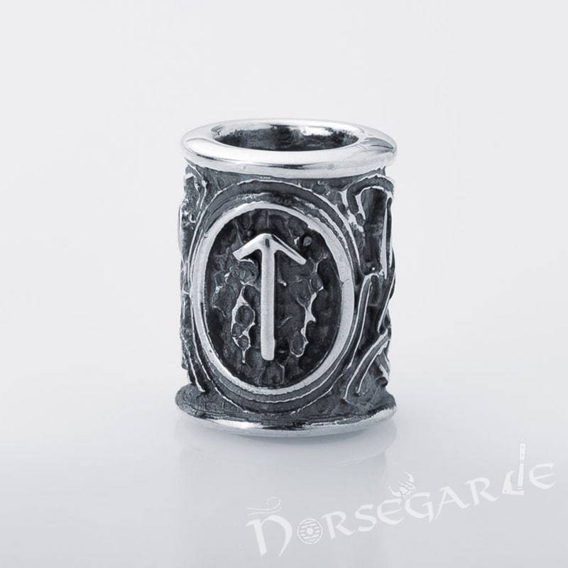 Handcrafted Runic Bead for Hair or Beard - Sterling Silver