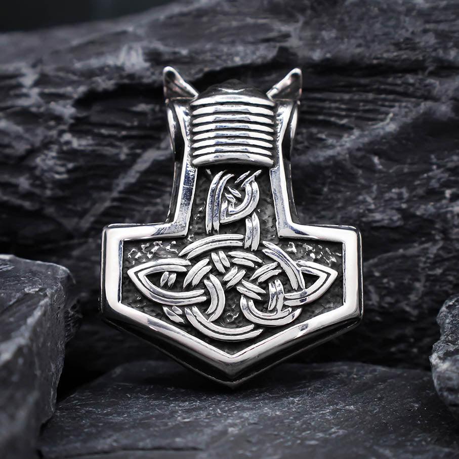 Odin and Celtic Ornament Mjolnir - Stainless Steel