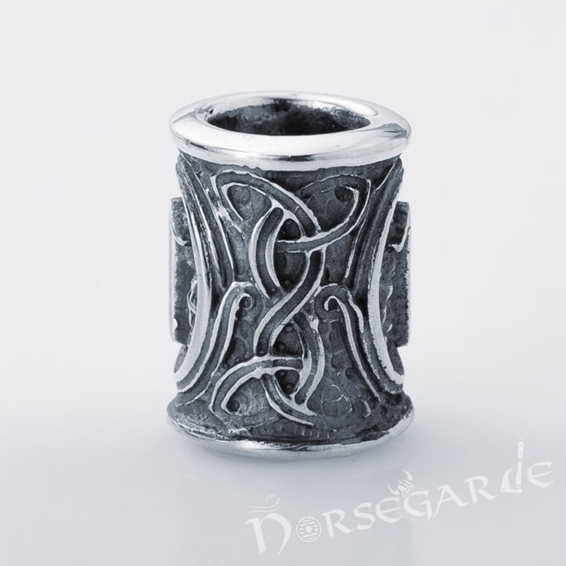 Handcrafted Runic Bead for Hair or Beard - Sterling Silver