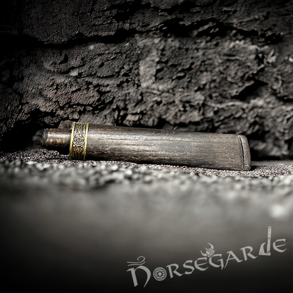 Handcarved Raven Smoking Pipe with Brass Inlay and Stand - Ash