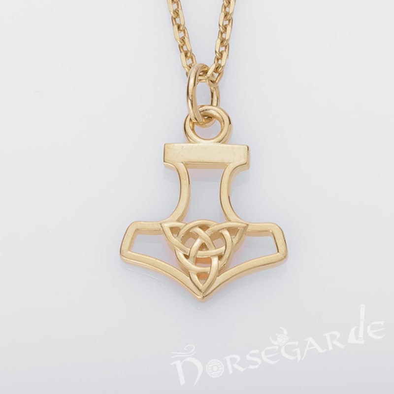Handcrafted Miniature Thor's Hammer Pendant - Gold