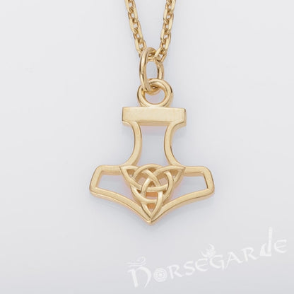 Handcrafted Miniature Thor's Hammer Pendant - Gold