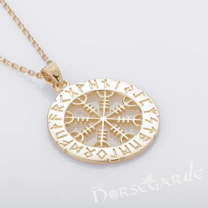 Handcrafted Runic Helm of Awe Amulet - Gold