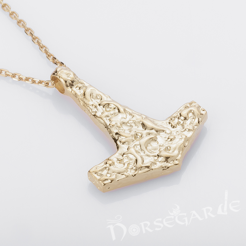 Handcrafted Molded Style Mjölnir - Gold