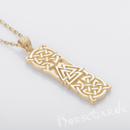 Handcrafted Celtic Pattern & Valknut Pendant - Gold