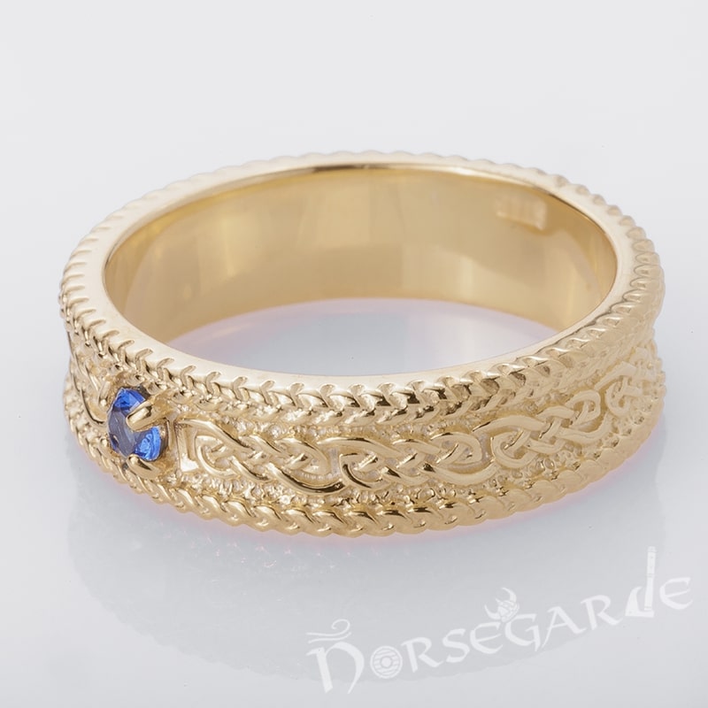Handcrafted Endless Knot Band - Gold with Sapphire