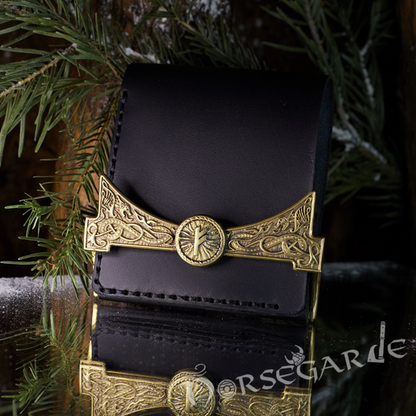 Handcrafted Foldable Leather Wallet 'Fehu' - Black