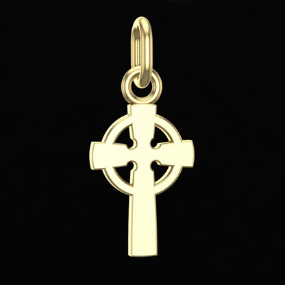 Handcrafted Miniature Celtic Cross Pendant - Gold