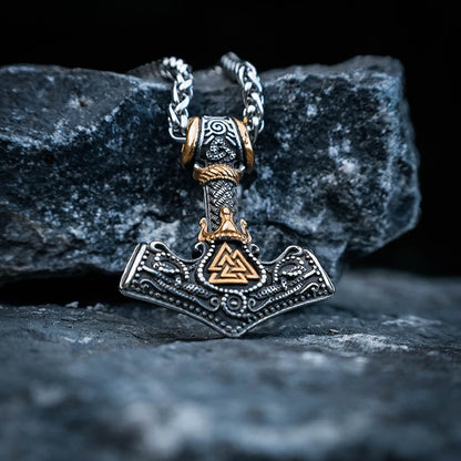 King Thor's Hammer with Valknut - Stainless Steel