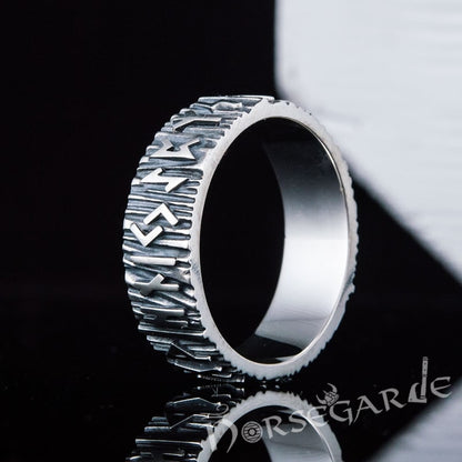 Handcrafted Slim Elder Futhark Runic Band - Sterling Silver