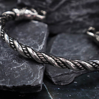 Chained Fenrir Wolf Torc Bracelet - Stainless Steel