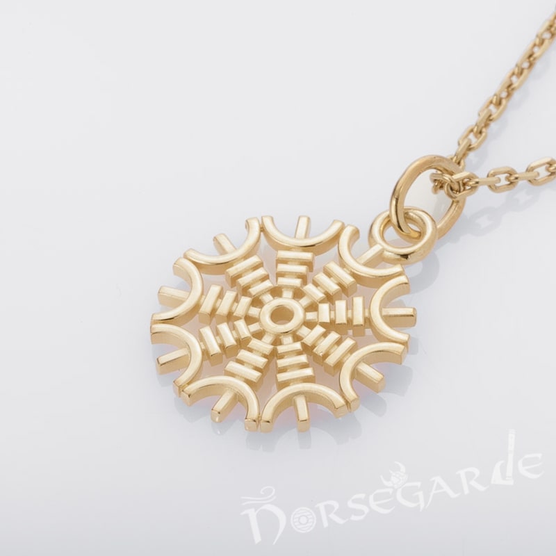 Handcrafted Miniature Helm of Awe Pendant - Gold