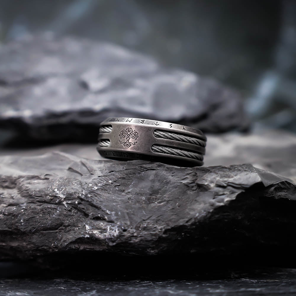 Rustic Odin's Sacrifice Ring - Stainless Steel