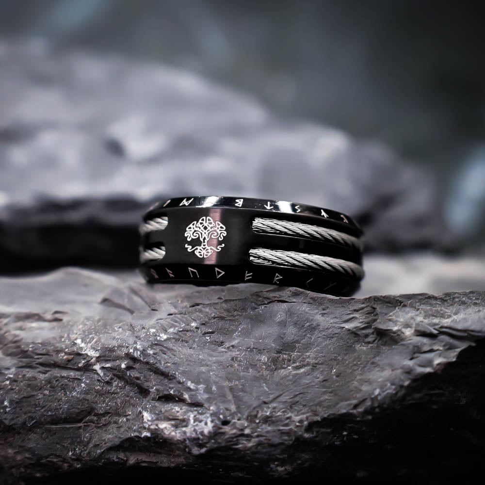 Black Odin's Sacrifice Ring - Stainless Steel